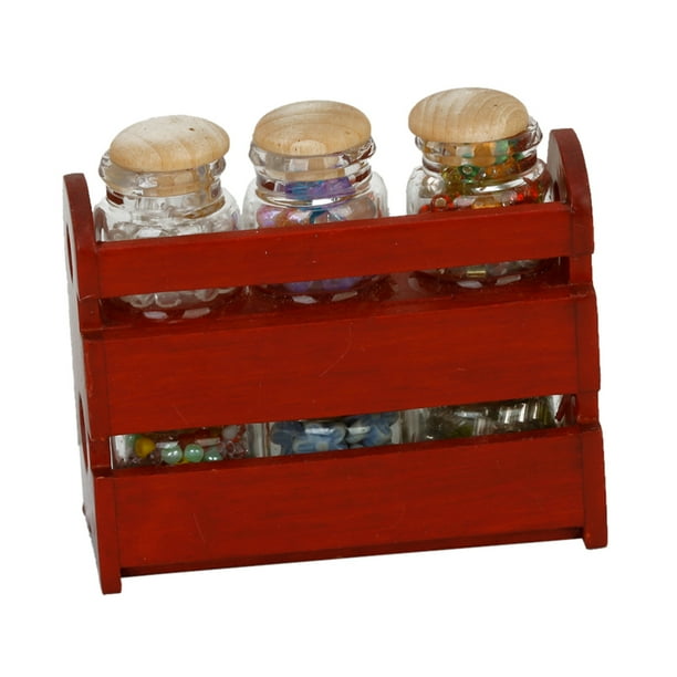 Tholdsy 1/12 Mini estante de tanque de condimentos de 6 botellas accesorios de decoración interesantes estante de cocina en miniatura con Kits de construcción modelo Tholdsy FN001821-00