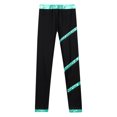 thumbnail image 4 of CHICTRY Kids Girls Figure Skating Leggings Spiral Metallic Striped Dance Pants Shiny Rhinestones Gym Pants Blue Green 8, 4 of 5
