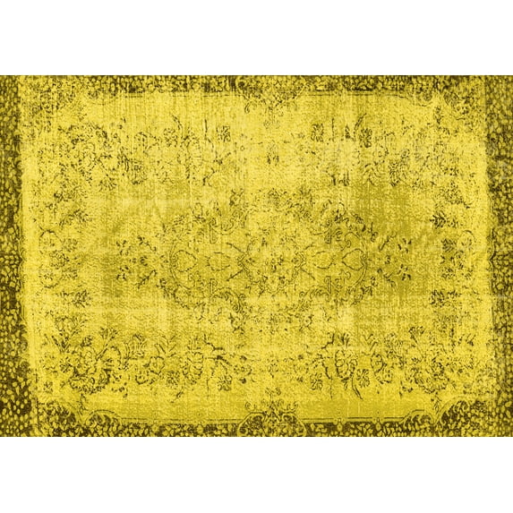 Ahgly Company Indoor Rectangle Abstract Yellow Contemporary Area Rugs, 4' x 6'