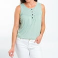thumbnail image 3 of Elsie & Zoey Tobi Large Sage Sleeveless Scoop Neck Henley Tank Top for Women, 3 of 7