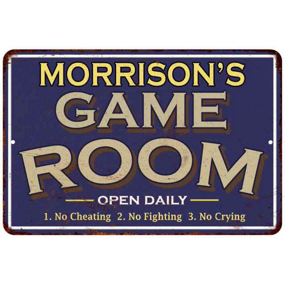 MORRISON'S Blue Game Room Sign Metal 8 x 12 High Gloss Metal 208120002311
