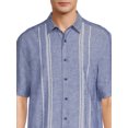 thumbnail image 4 of Cafe Luna Men’s Woven Linen Blend Printed Panels Short Sleeve Shirt, 4 of 5