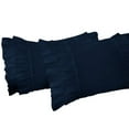 thumbnail image 2 of 2 Piece Vintage Ruffle Pattern Solid Navy Blue Pillow Shams, (King 20X36 Pillow Cover), 100% Egyptian Cotton, 800 Thread Count, King Size, 2 of 3