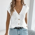 thumbnail image 6 of Htigea Sweater Tank Tops for Women V Neck Cap Sleeve Button Down Tanks Knitwear Summer Casual Loose Daily Vests White L, 6 of 8