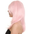 thumbnail image 4 of HPO | Adult Women's Pastel Pink Jem Wig | Party Ready Cosplay Halloween | Breathable Capless Cap, 4 of 10