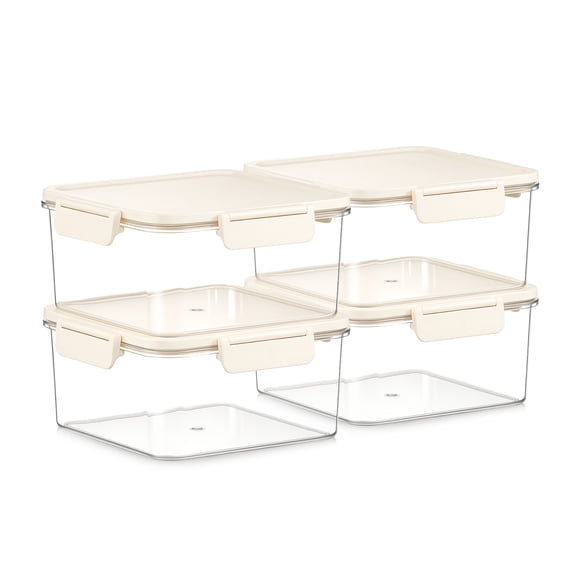Sorbus 4-Pack Standard Square Airtight Food Storage Containers, Clear Stackable Pantry Organizers