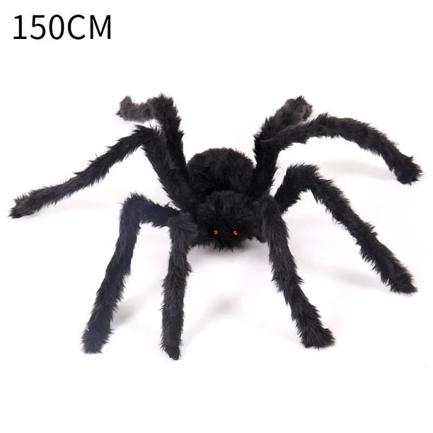 Araña negra para decoración de Halloween, accesorio de Casa Encantada para interiores y exteriores, barras gigantes, arañas negras gigantes, vívidas y aterradoras