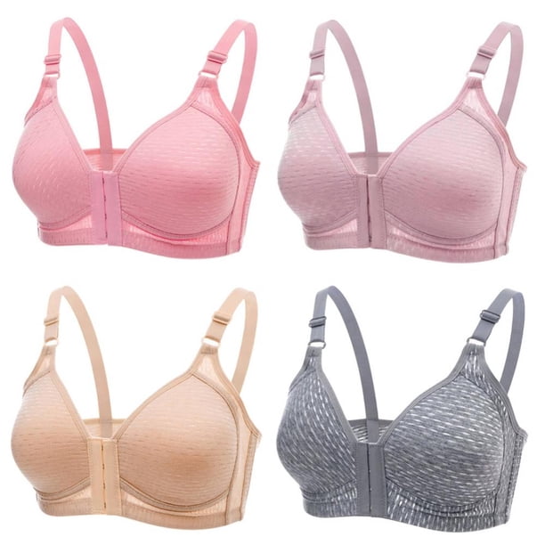 Pretty Comy 4Pack Women's Wirefree Soft Bralette Front Closure Push up