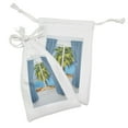 thumbnail image 2 of Beach Fabric Pouch Set of 2, View from Window a Curtain Tropical Sun Rays Horizon Palm Ocean Print, Small Drawstring Bag for Toiletries Masks and Favors, 9" x 6", Blue Green, by Ambesonne, 2 of 2