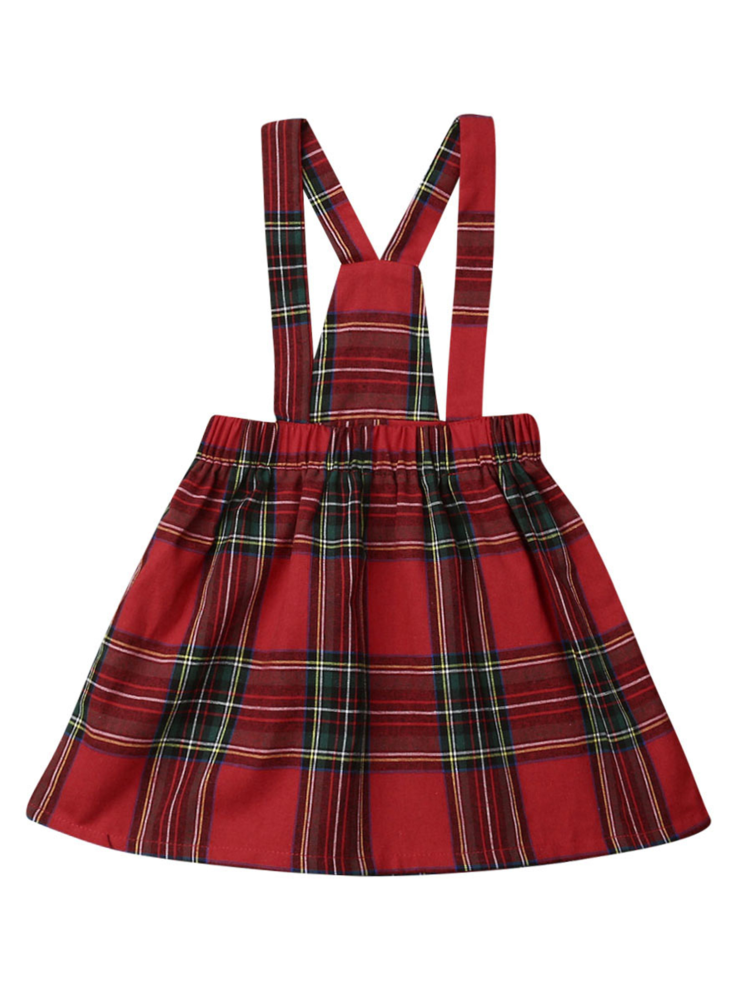 Toddler Newborn Baby Girls Plaid Suspender Skirt Casual Strap Skirt