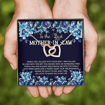 To My Best Mother-in-law In The World, Gift Mother's Day, Interlocking Hearts Necklace, On Wedding Day, Mother Of The Bride Gift From Groom, Anniversary When i feel in love with your Son