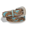 thumbnail image 4 of Resistance Men's Full-Grain Argentinian Leather Western Cowboy Belt with Floral Engraved Silver Buckle, 4 of 8