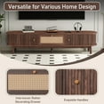thumbnail image 2 of TV Stand for TVs up to 75'', Paproos Modern 67'' TV Stand with Sliding Tambour Doors & Rattan Drawer, Media Console TV Cabinet with Wooden Legs, Entertainment Center for Living Room, Dark Brown, 2 of 10