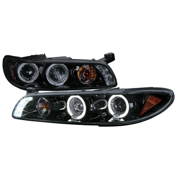 Dual Halo Projector Headlights (Black Housing/Smoke Lens) Made for and Compatible with 1997-2003 Pontiac Grand Prix