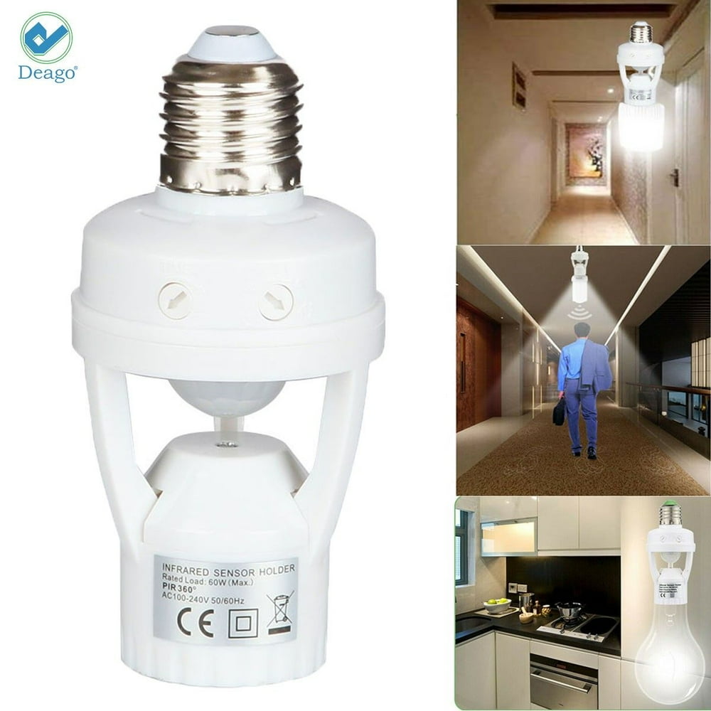 Deago Infrared PIR Motion Sensor E27 LED Light Lamp Bulb Adapter Socket