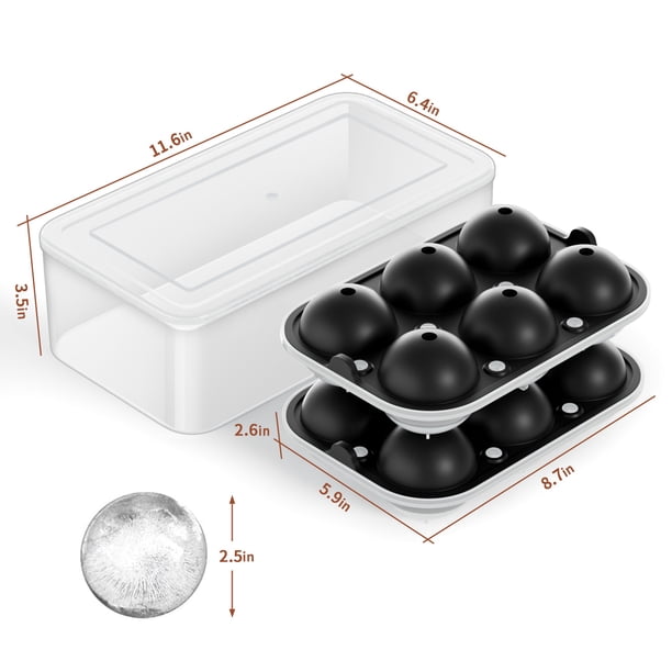 4-Pack Silicone Ice Ball Molds - Makes 2.5 Inch Ice Spheres For Whiskey & Cocktails