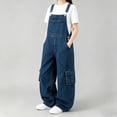 thumbnail image 2 of OGLCCG Girls Denim Overalls Kids Sleeveless Wide Leg Jumpsuit Solid Color Teens Bib Overall with Pockets 7-13 Years, 2 of 6