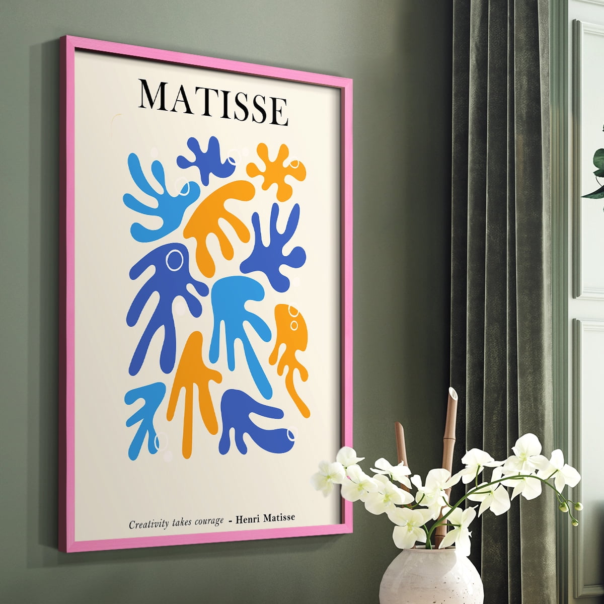 Matisse CDLXXIX in Pink Solid Wood Framed Print No Nail Hanging