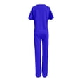 thumbnail image 5 of SELONE Lounge Sets for Women 2 Piece Outfits Dressy Pants Sets ’s Casual Fashion Solid Color Short Sleeve Top High Waist Straight Leg Pants Commuting Two-piece Set 6-Blue L, 5 of 6