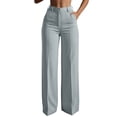 thumbnail image 2 of Zedker Wide Leg Pants for Women High Waisted Pants Solid Color Comfortable Pants Straight Leg Ankle Length Pant for Summer with Pockets Black L, 2 of 9