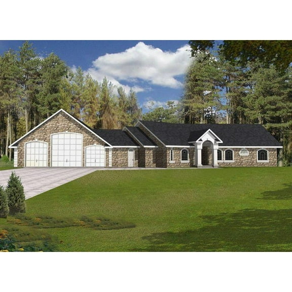 001-2124: Ranch European 3 Bed, 5 Bath Luxury Home Plan, 5501 Sq Ft: Full Blueprints with License to Build by Home Plan Marketplace - Lesuto