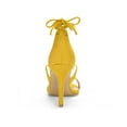 thumbnail image 2 of BLISSFUL STEP Chaussures pour Femmes Sandales à Talon Aiguille Haut à Bride Cheville à Nouer Bout Ouvert en Faux Suède Jaune 8, 2 of 8