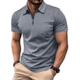 thumbnail image 2 of Vetsdori Mens Short Sleeve Tops Polo Work Pullover Summer 1/4 Zipper Casual Plain Collar Shirts for Men Trendy, 2 of 8