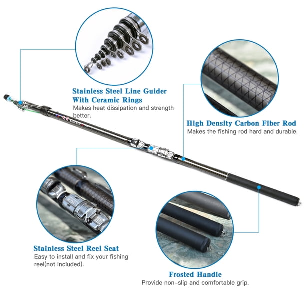 2.7m/3.6m/4.5m/5.4m/6. Barilla de Pesca Telescópica Fibra de Pesca de Fibra de Carbroino