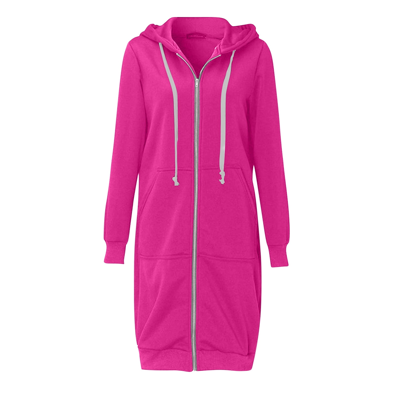 Jszlgo Long Hoodies for Women Zip Up Hoodie Casual Long Hoodies for Women Tunic Sweatshirts Jackets Winter Coat with Pockets Long Hooded Sweatshirts