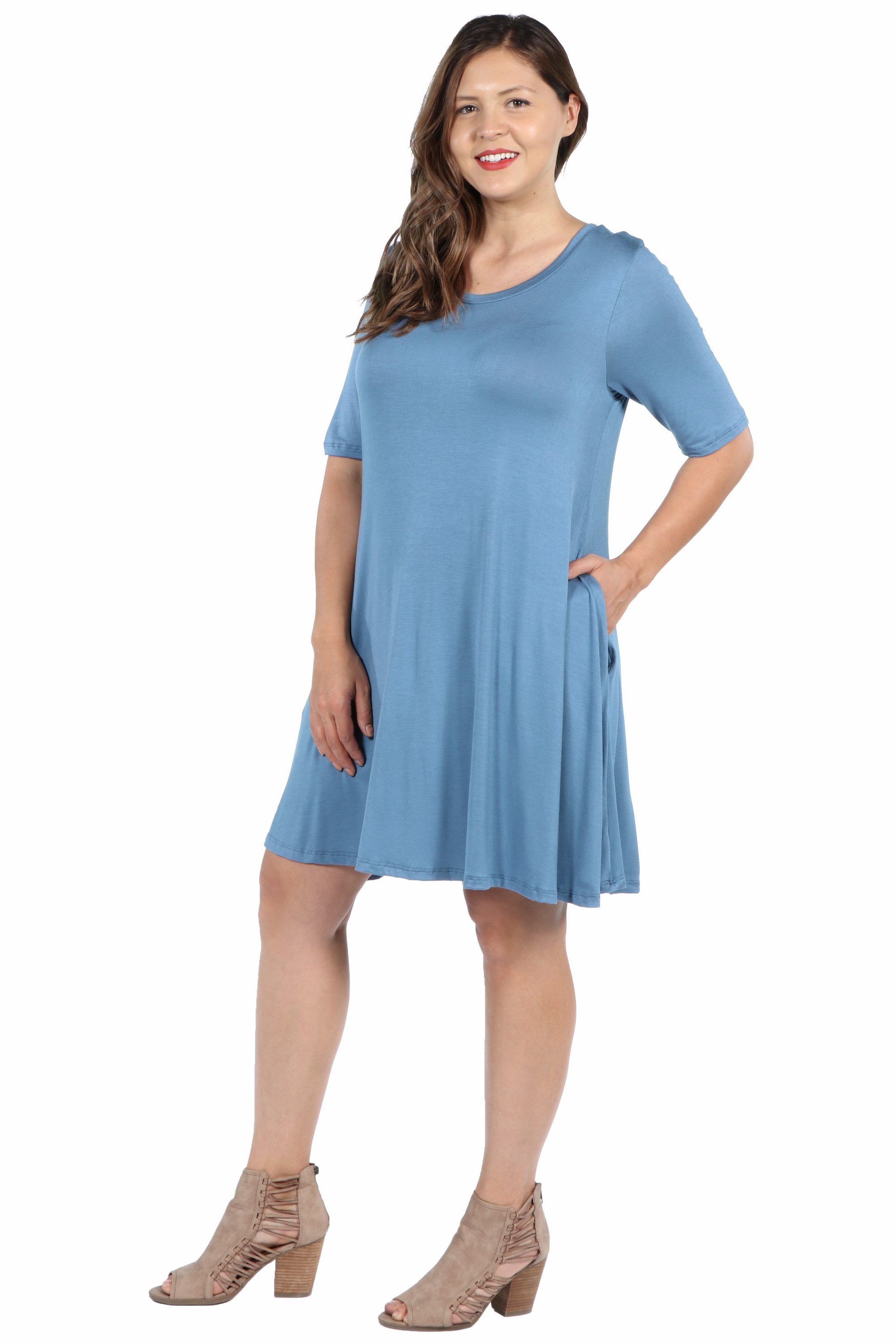Women’s Plus Size Knee Length Pocket T Shirt Dress