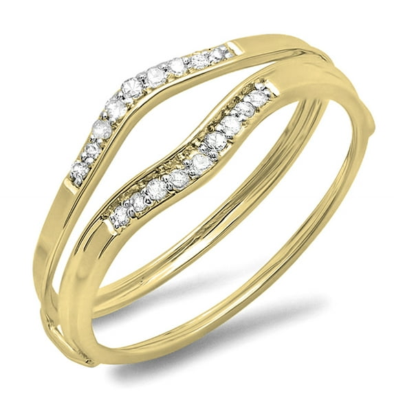 0.12 Carat (ctw) 10K Gold White Diamond Ladies Enhancer Guard Wedding Band
