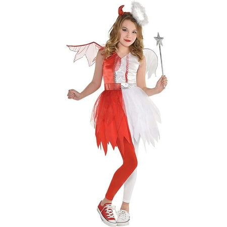 Naughty & Nice Girls Child Half Angel Half Demon Devil Halloween