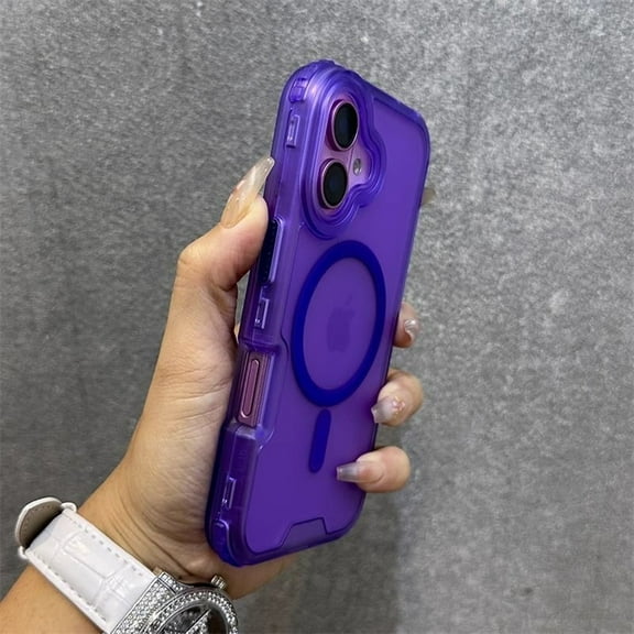for iPhone 16 Plus Magnetic Case, [Military Grade Drop Protection] Fashionable Color Triple-Layers Shockproof Protective Rugged Phone Cover Support Wireless Charging for iPhone 16 Plus, Purple