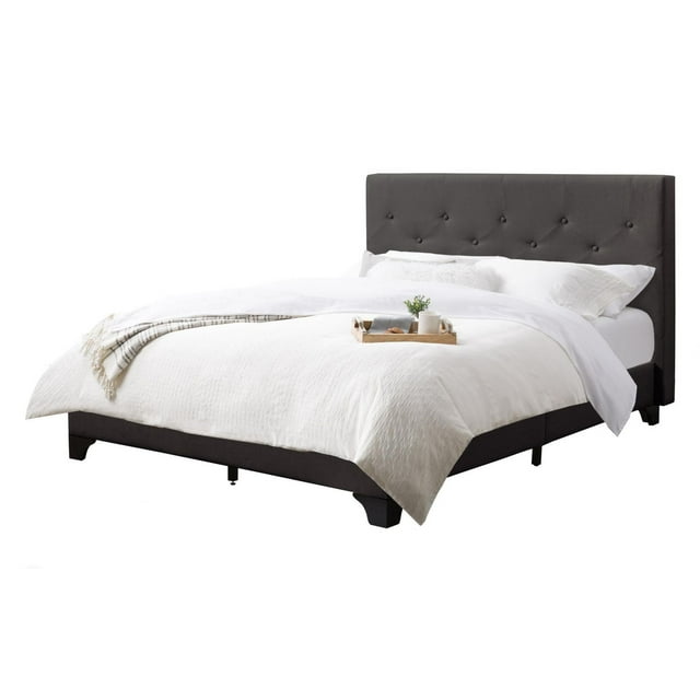 CorLiving Nova Ridge Luxurious Upholstered Full Size Platform Bed Frame with Headboard - Platform Design, No Boxspring Required, Perfect for Full Bed, Sturdy Full-Size Headboard and Frame Combination