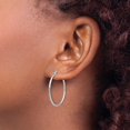 thumbnail image 5 of Auriga Fine Jewelry 925 Sterling Silver Rhodium-plated Polished Hinged Hoop Earrings for Women, 5 of 6