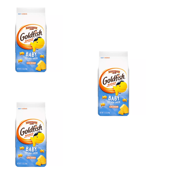 Goldfish Baby Cheddar Crackers Snack Crackers Bag - 7.2oz pack of 3