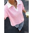 thumbnail image 1 of Blusa Holgada De Mujer Con Cuello Blanco Y Rayas Rosa, 1 of 30