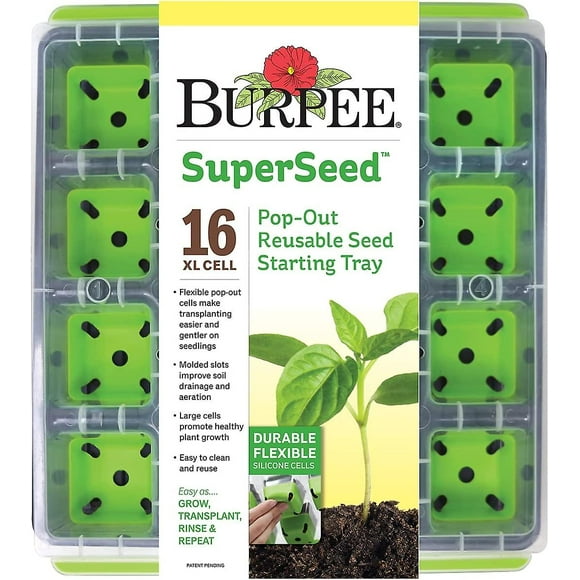 burpee Superseed Windowsill Seed Starting Tray | 8 Xl Cell | Seed Starter Tray | Reusable & Dishwasher Safe | For Starting Vegetable Seeds, Flowe