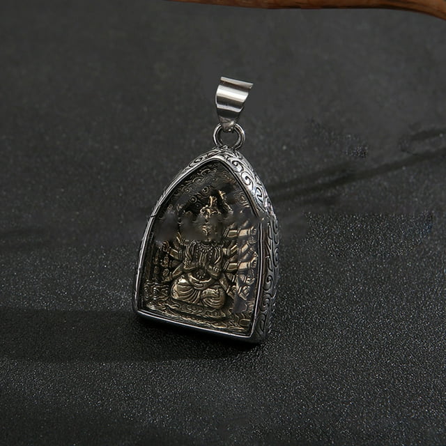 Colgante de Buda Jadeshay Amuleto de Bodhisattva collar estilo étnico Acero inoxidable