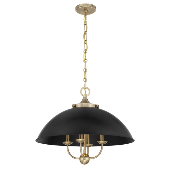 Monterey 4-Light Pendant in Matte Black and Warm Brass
