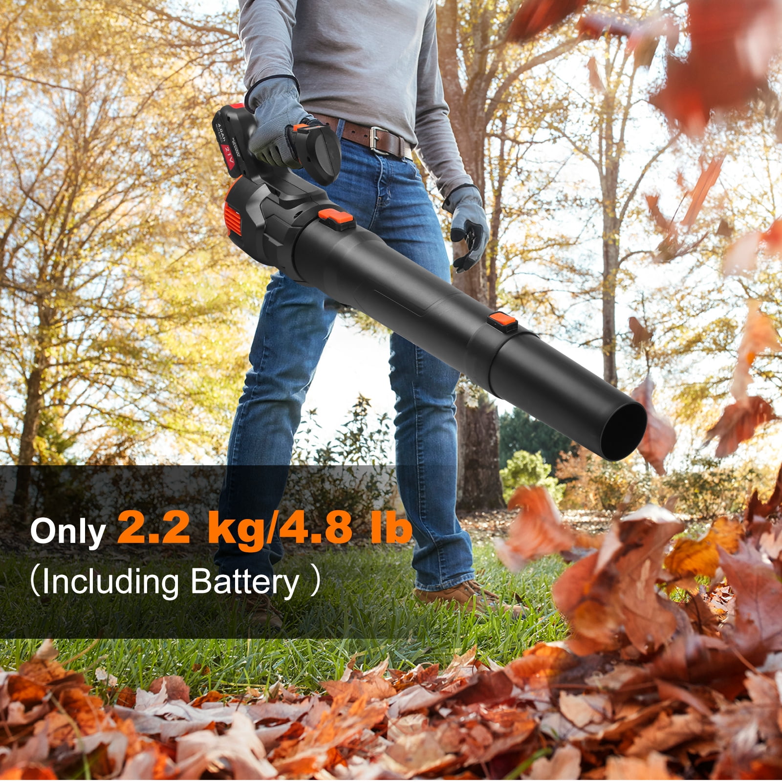 500CFM Cordless Leaf Blower for Lawn Care, 150 MPH 21V Battery Powered Leaf Blowers with 2 x 4.0Ah Battery & Charger, Electric Leaf Blower for Snow Blowing, Yard Cleaning & Hallway Maintenance
