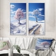 thumbnail image 1 of Designart "Snowy Tree gracefulness I" Snow Framed Wall Art Set Of 2 - White Landscapes Gallery Wall Frame Set For Home Decor, 1 of 6