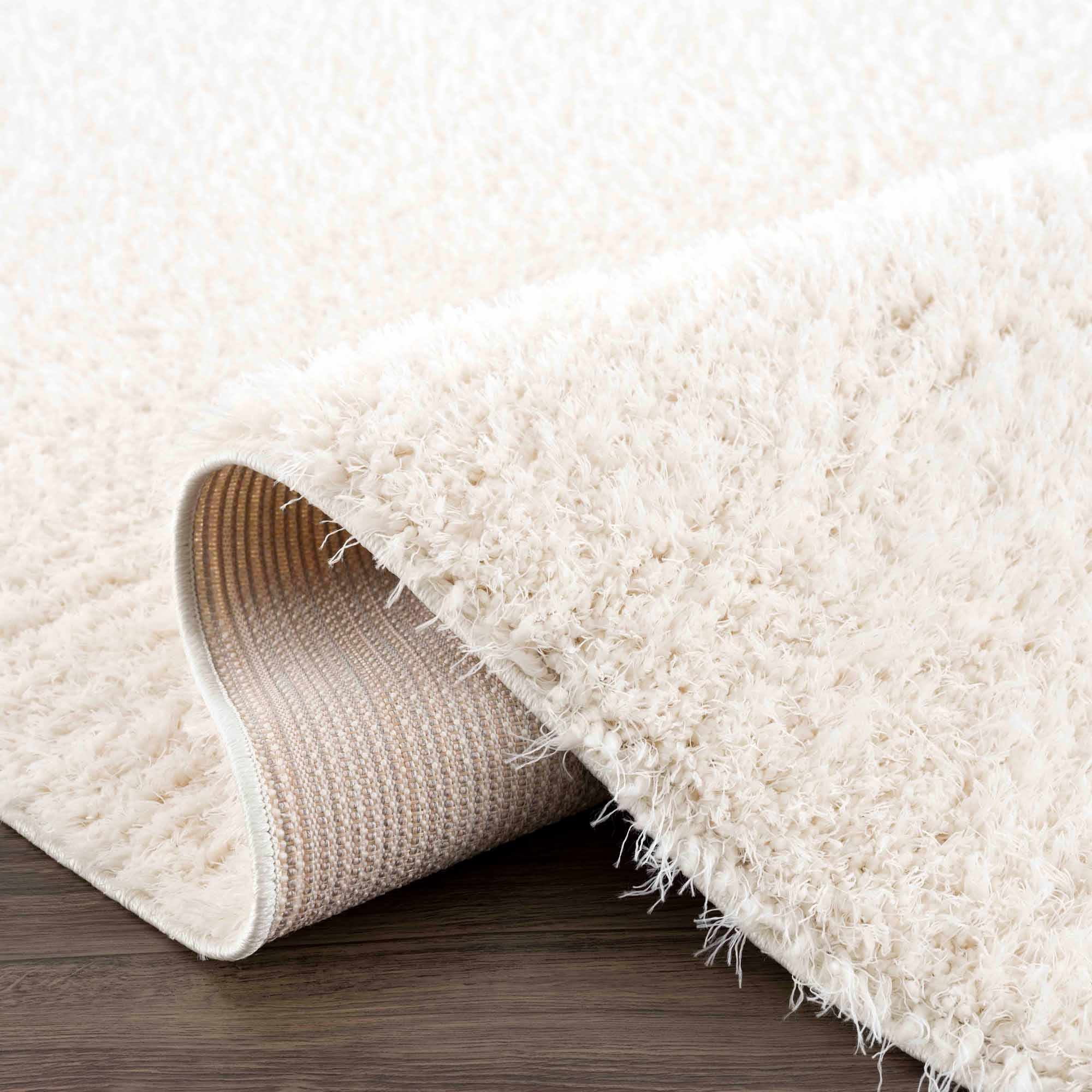 Hauteloom Faina Machine Washable Solid Shag Rug - Plain Living Room Bedroom Shaggy Area Rug - Fluffy Plush High Pile Carpet - Cream, Beige, Ivory - 9'3" x 12'