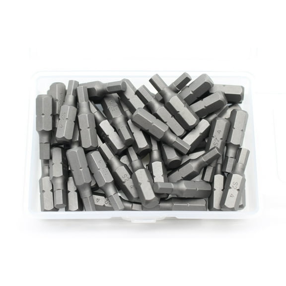 TEMO 50 pc H-4 Hex 5/32 Inch (4 mm) Impact Ready 1 Inch (25 mm) Long Screwdriver Insert Bits Hex Shank with Quick Release Slot