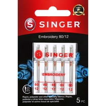 SINGER Universal Size 80/12 Embroidery Sewing Machine Needles - 5 Count
