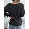 thumbnail image 6 of jinghuiyue Women Sweaters Long Sleeve Square Neck Knit Pullover Casual Cable Loose Knitwear Tops Fashion S, 6 of 7