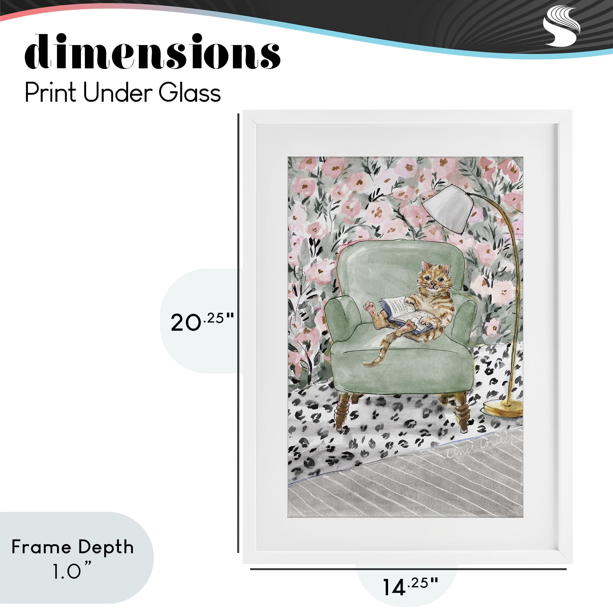 Stupell Industries Cozy Cat Reading White Framed Print Under Glass, design by Lanie Loreth