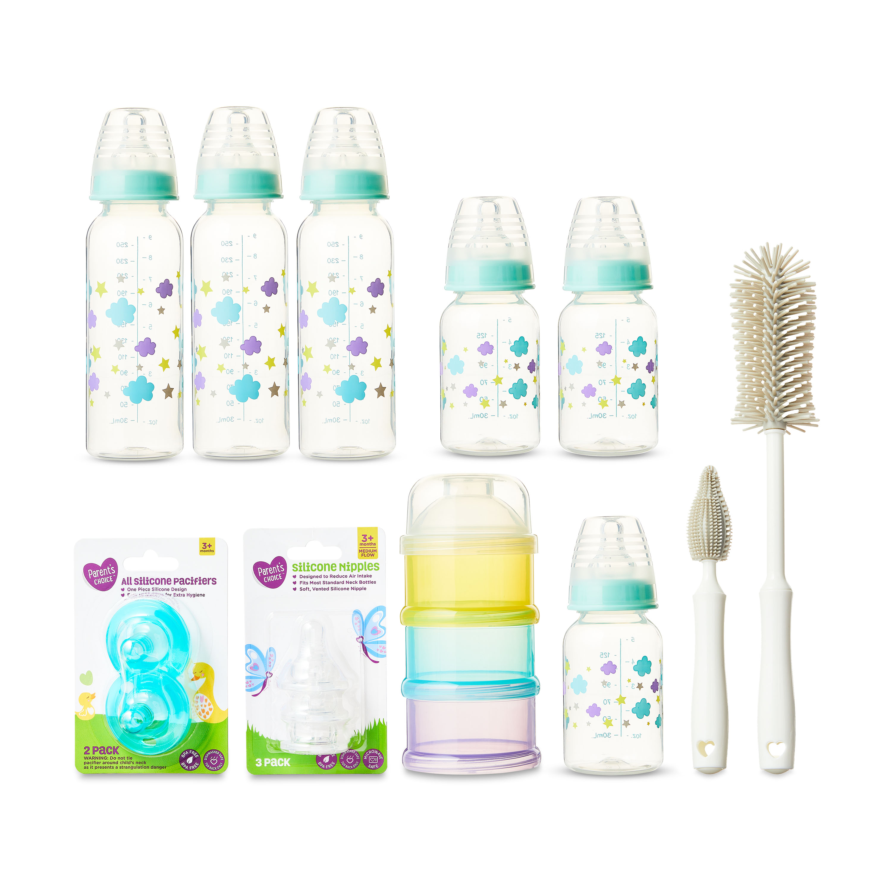Set de regalo de biberones para bebé Parent's Choice, recién nacido 0 meses+, color neutro, unisex 7