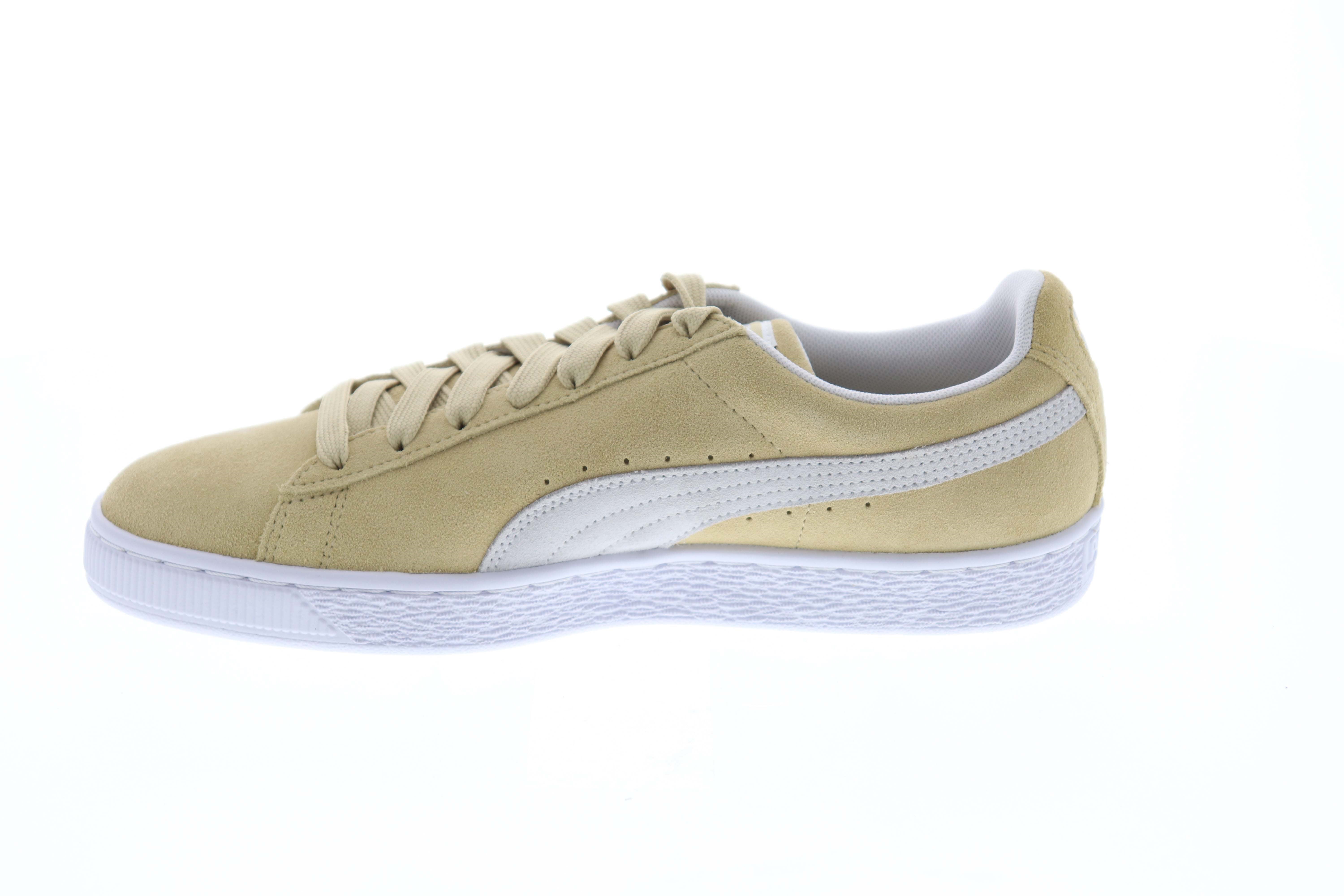 Suede Classic Mens Beige Tan Lace Up Low Sneakers Shoes -