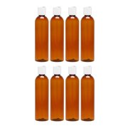 MoYo Natural Labs 8 oz Travel Bottles, Empty Travel Containers with Disc Caps, BPA Free PET Plastic Squeezable Toiletry/Cosmetic Bottles (Pack of 8, Amber)